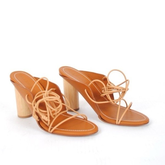 Ulla Johnson 40 Roxie Brown Leather Ankle Tie Up Heels - Picture 2 of 13